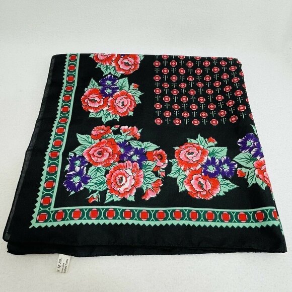 Vintage Handkerchief Hankie Bandana 30x30” Big Square Italy Flower Spring Summer - Picture 4 of 10